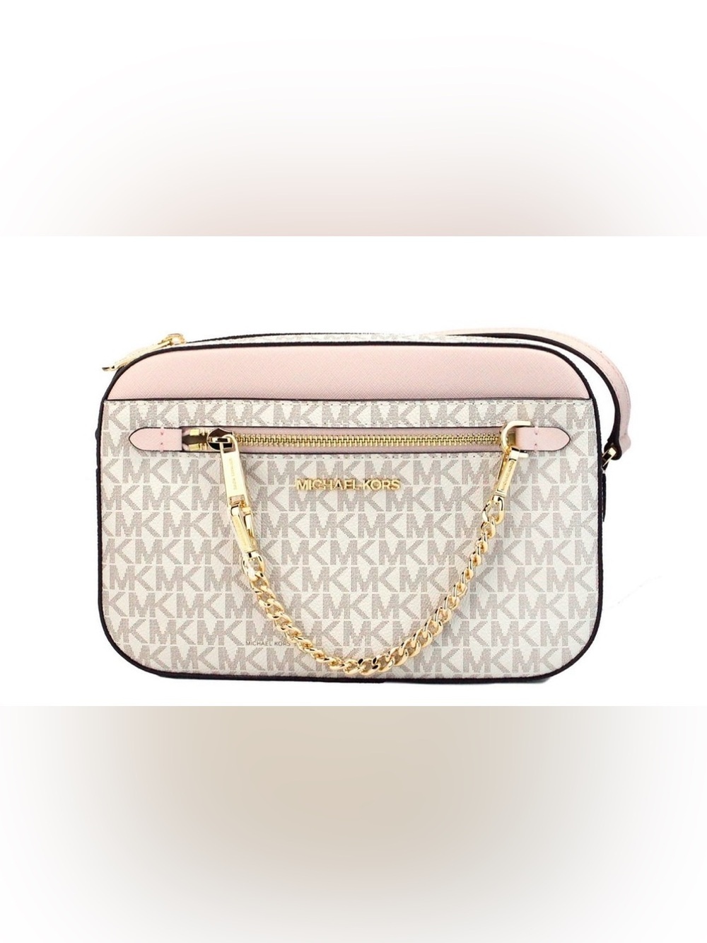 Michael Kors Jet Set Vanilla Powder Blush Chain Crossbody Bag